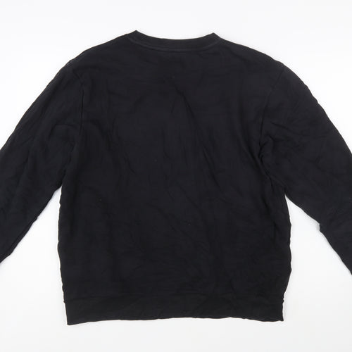Evisu Men's Black XL Pullover Sweatshirt Crew Neck Graphic Logo Cotton