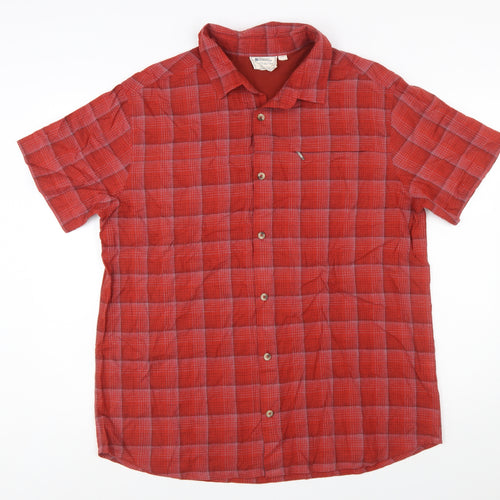 Mountain Warehouse Men's Red Check Short Sleeve Cotton Button-Up Shirt XL