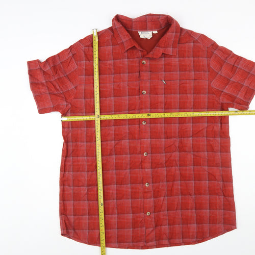 Mountain Warehouse Men's Red Check Short Sleeve Cotton Button-Up Shirt XL
