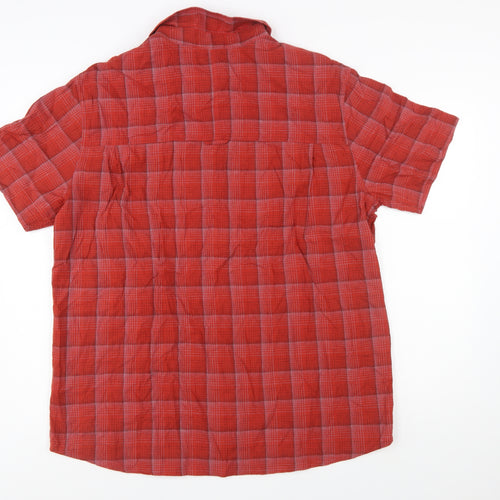 Mountain Warehouse Men's Red Check Short Sleeve Cotton Button-Up Shirt XL