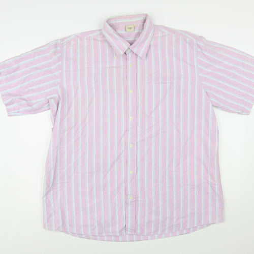 Cotton Traders Men’s Purple Striped Short Sleeve Button-Up Shirt XL