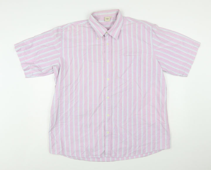 Cotton Traders Men’s Purple Striped Short Sleeve Button-Up Shirt XL
