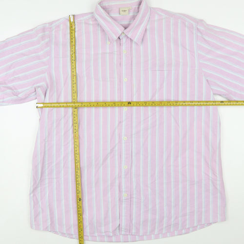 Cotton Traders Men’s Purple Striped Short Sleeve Button-Up Shirt XL