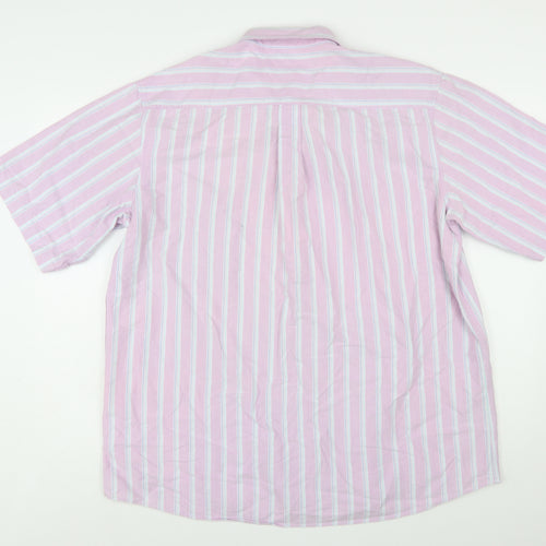 Cotton Traders Men’s Purple Striped Short Sleeve Button-Up Shirt XL