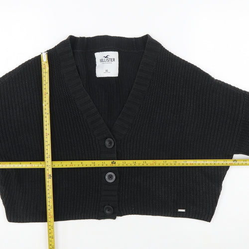 Hollister Womens Black XS Chunky Knit Button Cardigan Jumper