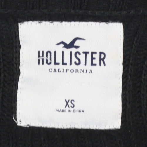 Hollister Womens Black XS Chunky Knit Button Cardigan Jumper