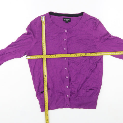 Hobbs Women Purple Cotton Cardigan Size 10 Button Front Knit