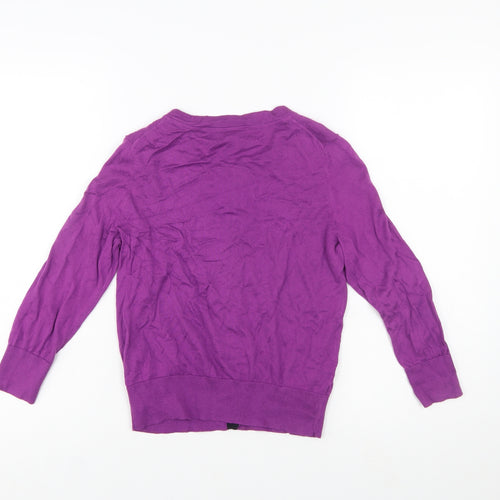 Hobbs Women Purple Cotton Cardigan Size 10 Button Front Knit