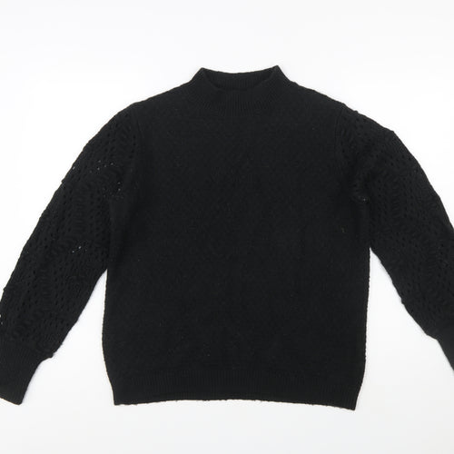 FatFace Men's Black Mock Neck Knit Pullover Jumper Size M