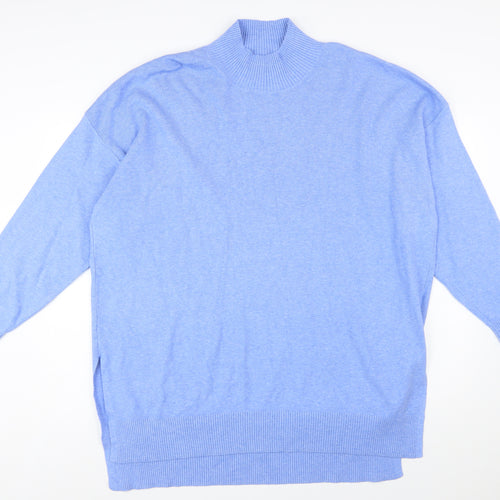 Marks and Spencer Women’s Blue Mock Neck Relaxed Knit Jumper XL