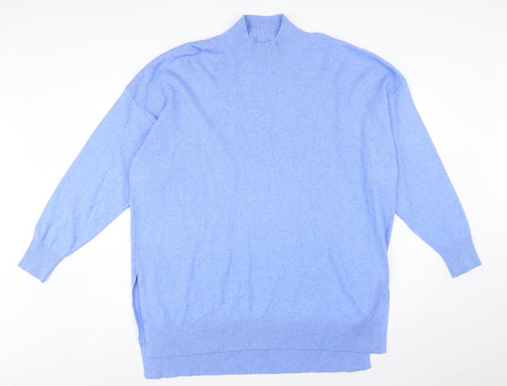 Marks and Spencer Women’s Blue Mock Neck Relaxed Knit Jumper XL