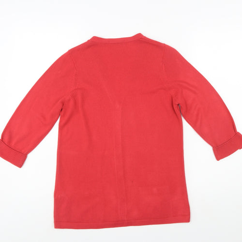 Marks and Spencer Women Red V-Neck 3/4 Sleeve Button Cardigan Size 10