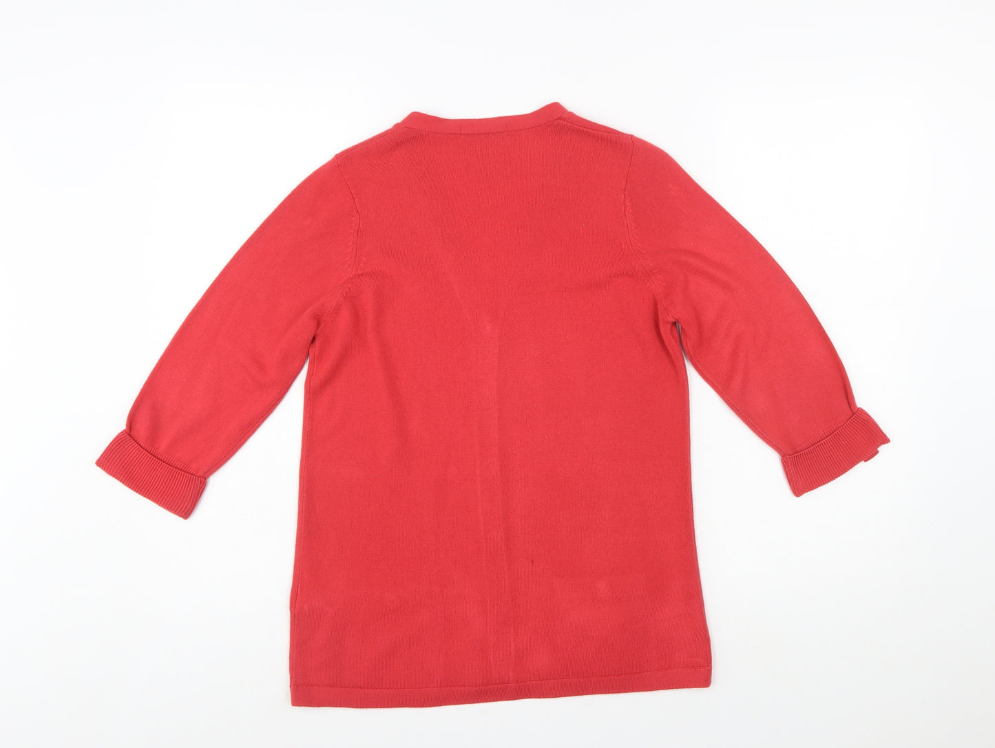 Marks and Spencer Women Red V-Neck 3/4 Sleeve Button Cardigan Size 10
