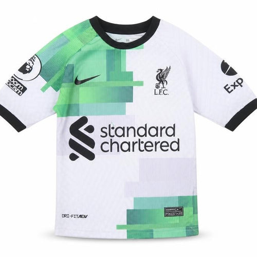 Nike Boys Liverpool FC White Green Football Shirt Size 6 Years Dri-FIT