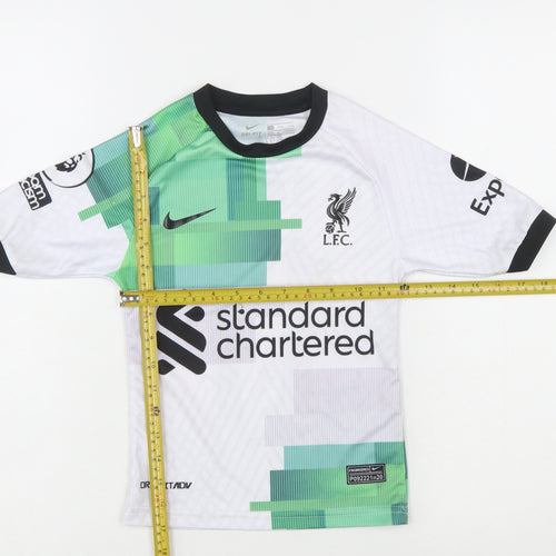 Nike Boys Liverpool FC White Green Football Shirt Size 6 Years Dri-FIT