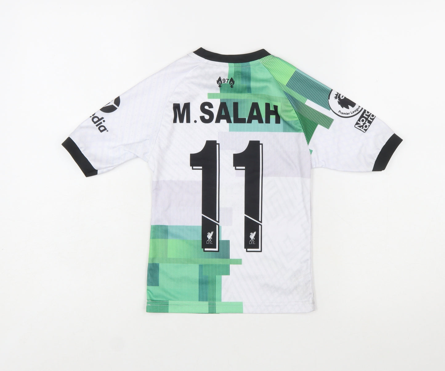 Nike Boys Liverpool FC White Green Football Shirt Size 6 Years Dri-FIT