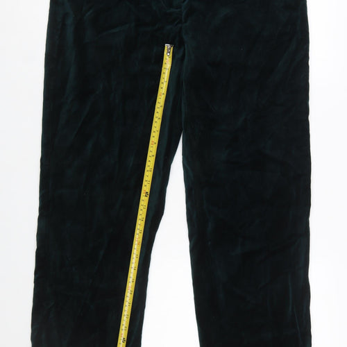 Marks and Spencer Womens Green Velvet Regular Fit Trousers Size 16