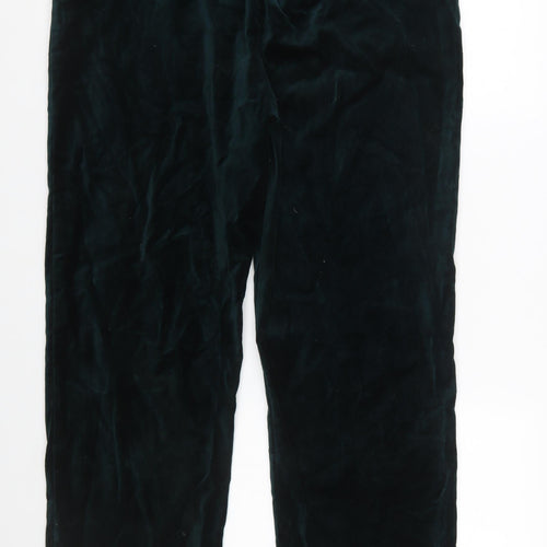 Marks and Spencer Womens Green Velvet Regular Fit Trousers Size 16