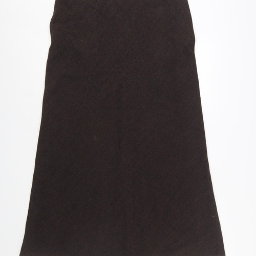 Marks and Spencer Women Brown Wool Blend A-Line Midi Skirt Size 16