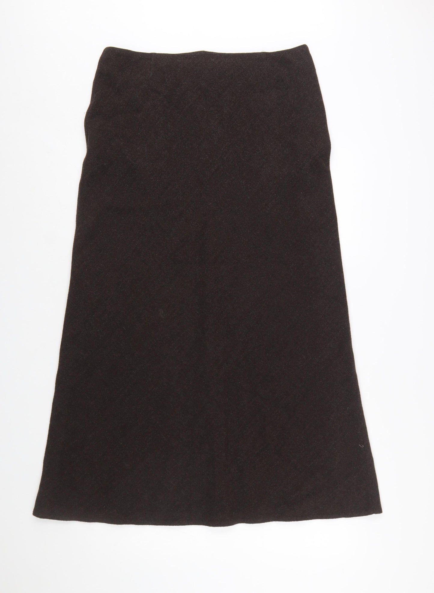 Marks and Spencer Women Brown Wool Blend A-Line Midi Skirt Size 16