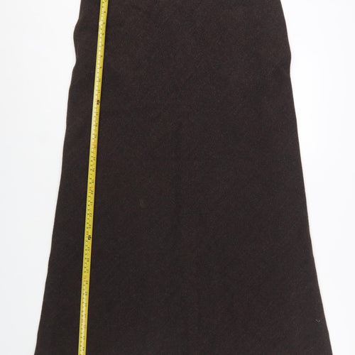 Marks and Spencer Women Brown Wool Blend A-Line Midi Skirt Size 16