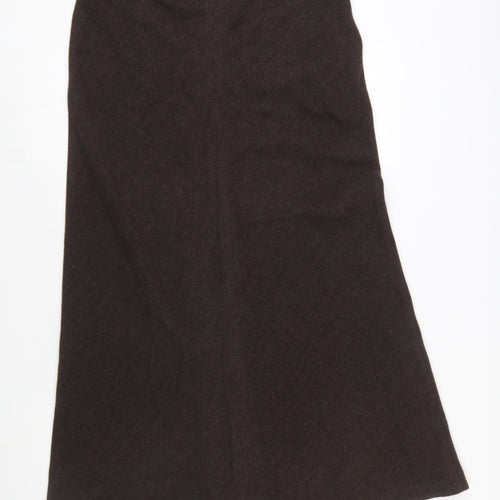 Marks and Spencer Women Brown Wool Blend A-Line Midi Skirt Size 16