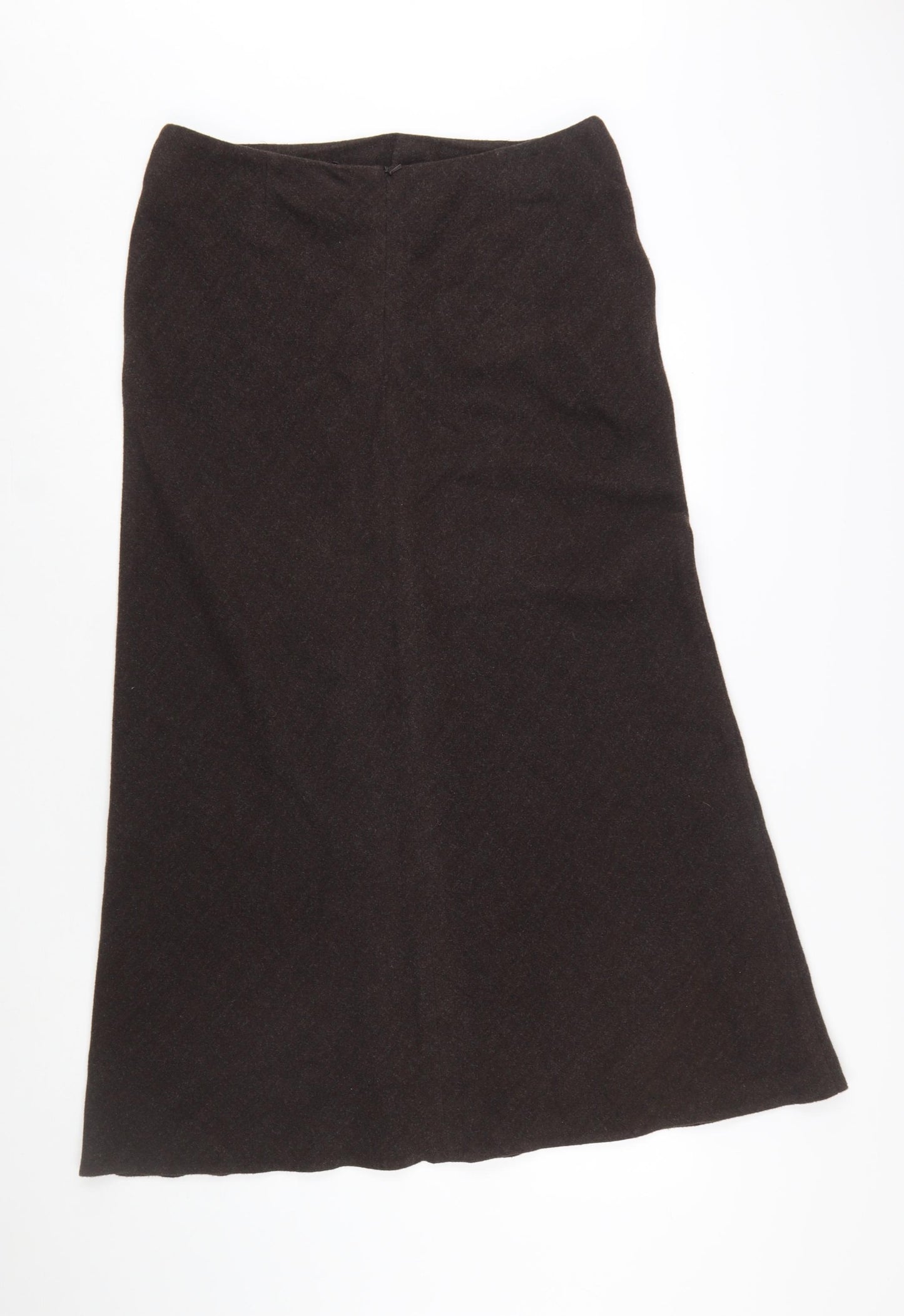 Marks and Spencer Women Brown Wool Blend A-Line Midi Skirt Size 16