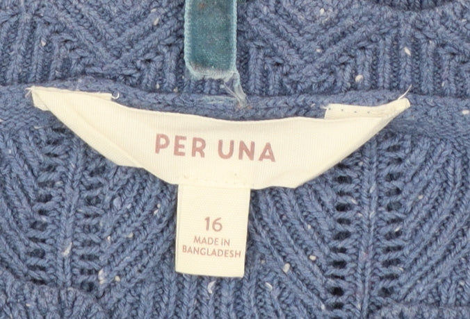 Marks and Spencer Per Una Women's Blue Knit Jumper Size 16