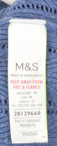Marks and Spencer Per Una Women's Blue Knit Jumper Size 16