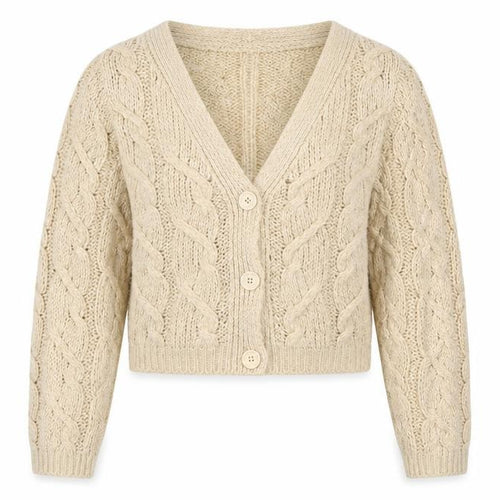 ASOS Design Women's Beige Cable-Knit V-Neck Cardigan UK 8