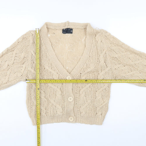 ASOS Design Women's Beige Cable-Knit V-Neck Cardigan UK 8