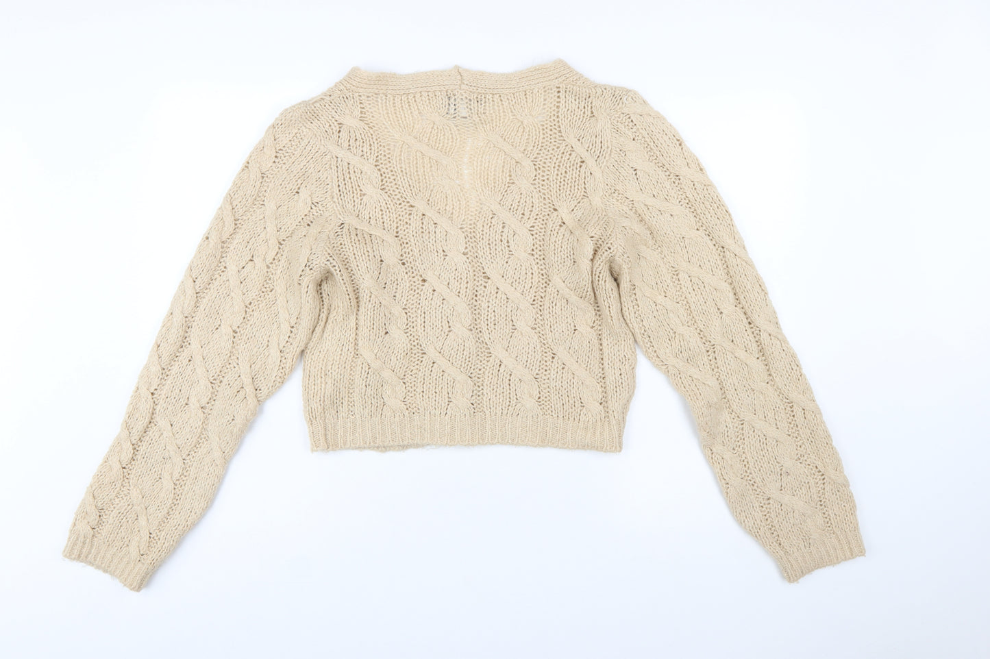 ASOS Design Women's Beige Cable-Knit V-Neck Cardigan UK 8