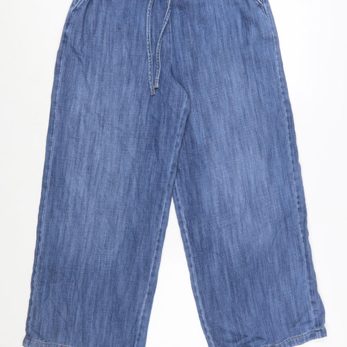 Marks and Spencer Women Blue Size 12 Petite Wide-Leg Denim Jeans