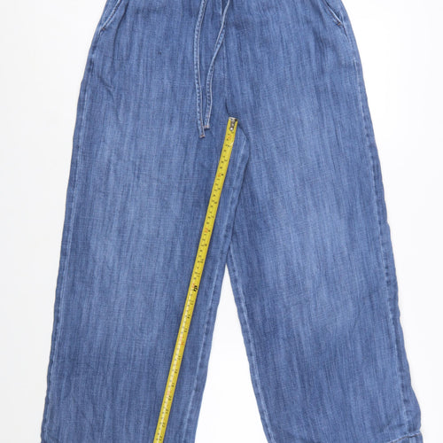 Marks and Spencer Women Blue Size 12 Petite Wide-Leg Denim Jeans