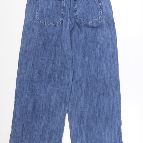 Marks and Spencer Women Blue Size 12 Petite Wide-Leg Denim Jeans