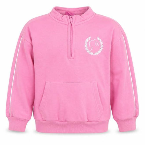 George Girls Pink Barbie 1/4 Zip Long Sleeve Pullover Sweatshirt 6-7 Years
