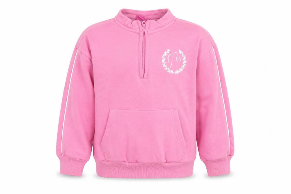 George Girls Pink Barbie 1/4 Zip Long Sleeve Pullover Sweatshirt 6-7 Years