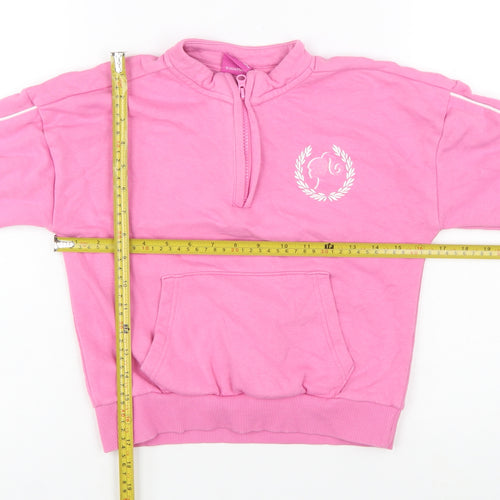 George Girls Pink Barbie 1/4 Zip Long Sleeve Pullover Sweatshirt 6-7 Years