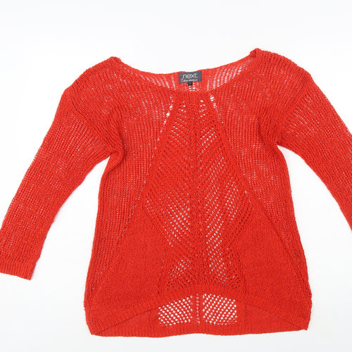 Next Women’s Red Open-Knit Pullover Jumper Size 10