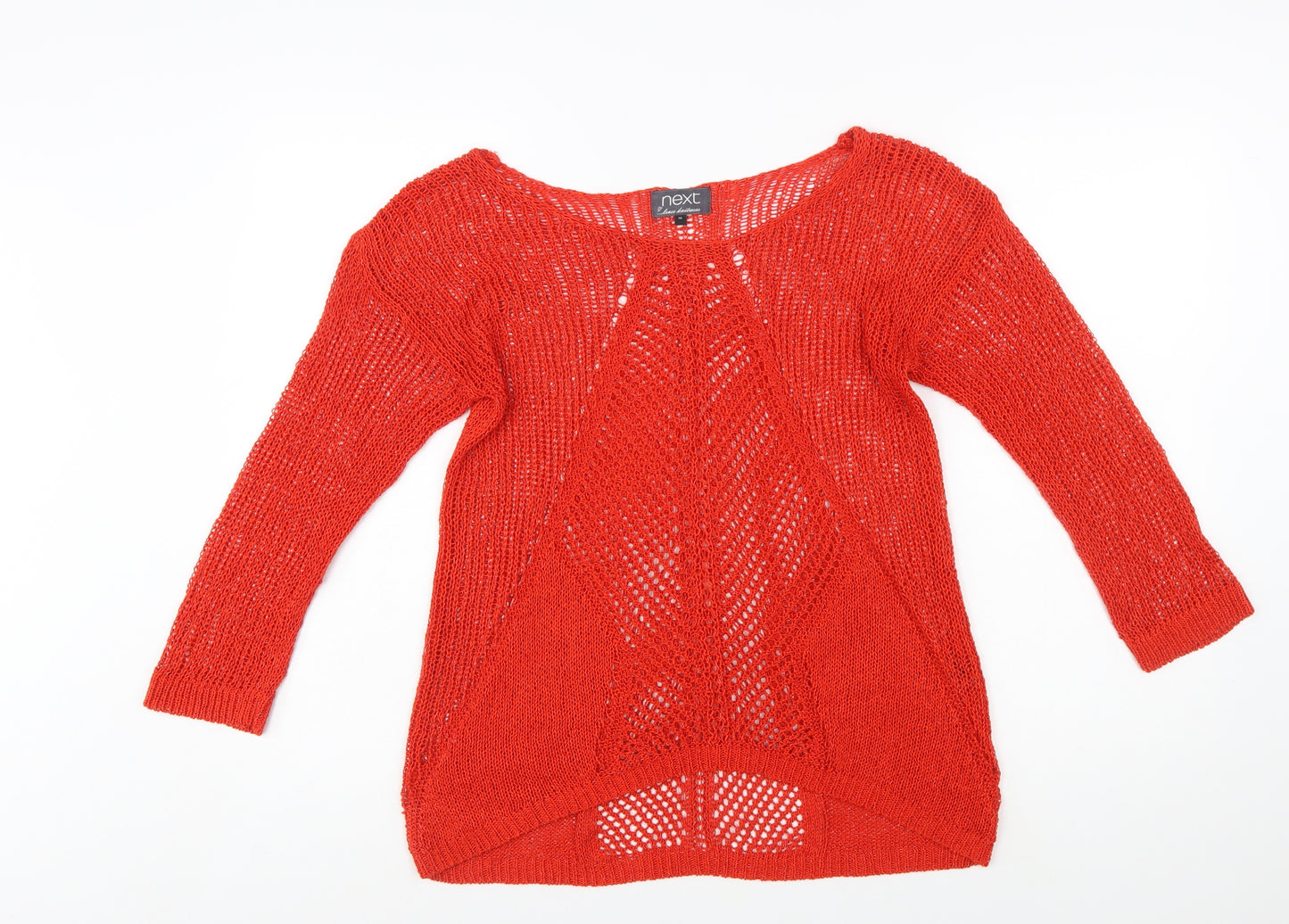 Next Women’s Red Open-Knit Pullover Jumper Size 10