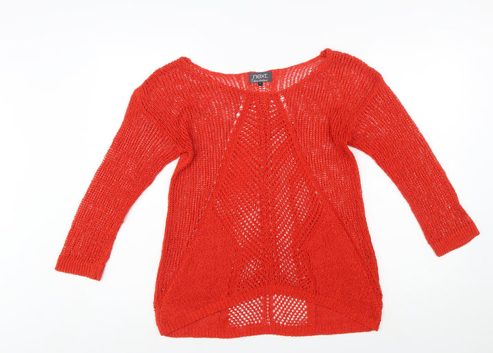 Next Women’s Red Open-Knit Pullover Jumper Size 10