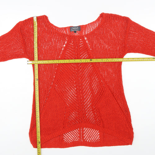 Next Women’s Red Open-Knit Pullover Jumper Size 10
