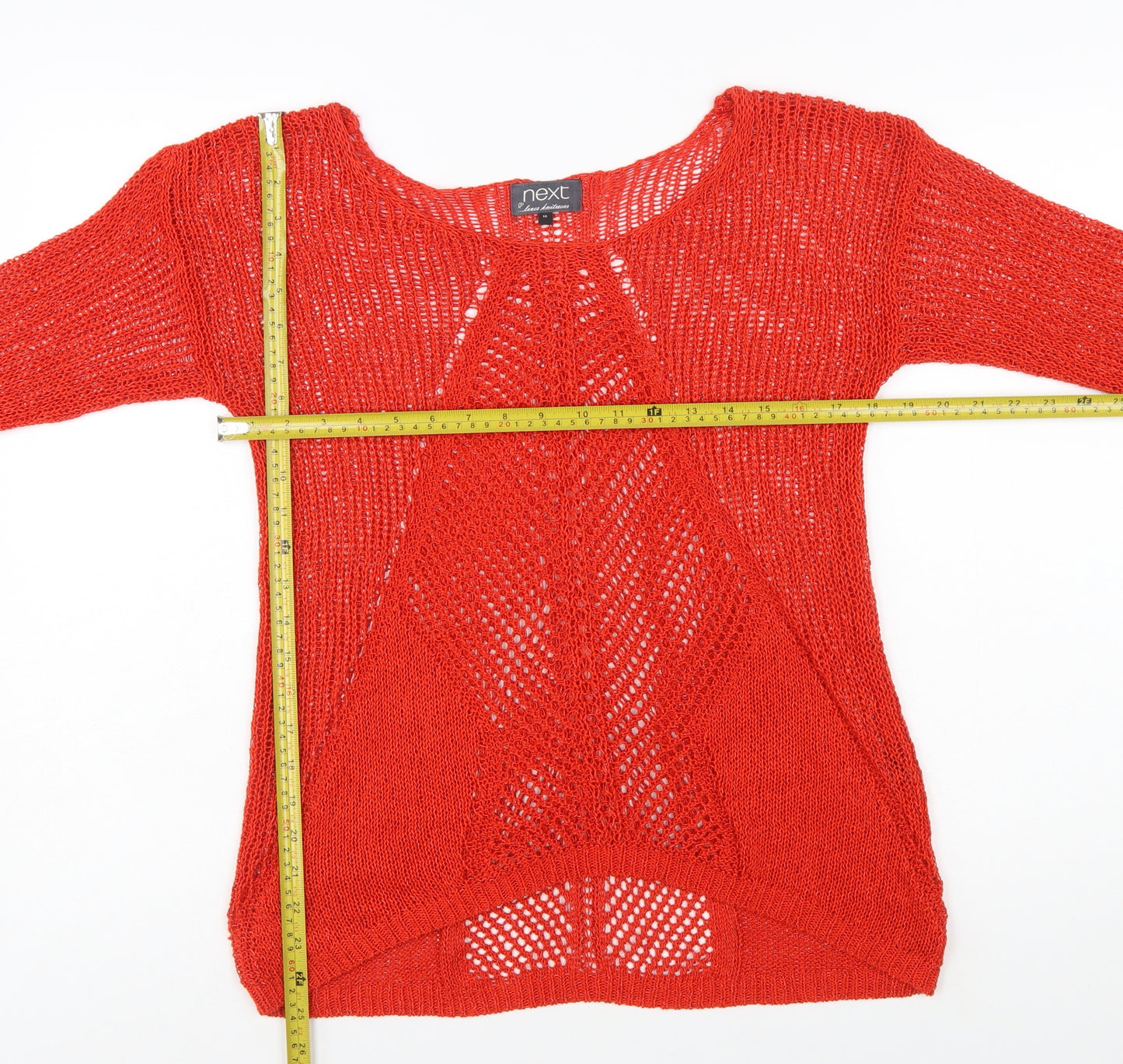 Next Women’s Red Open-Knit Pullover Jumper Size 10