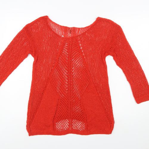 Next Women’s Red Open-Knit Pullover Jumper Size 10