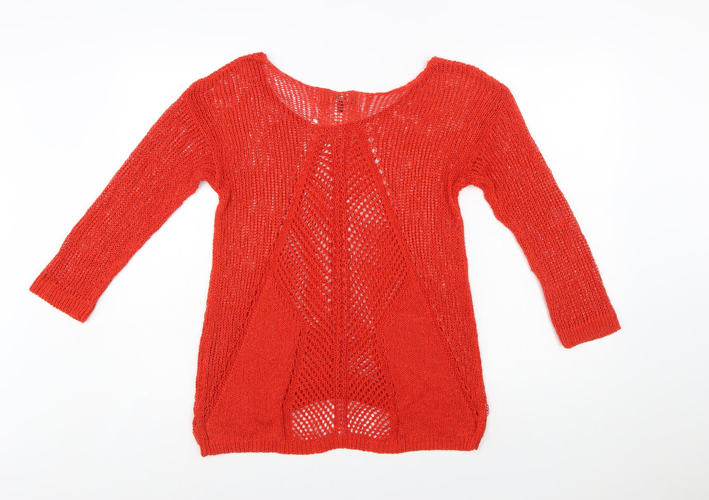 Next Women’s Red Open-Knit Pullover Jumper Size 10