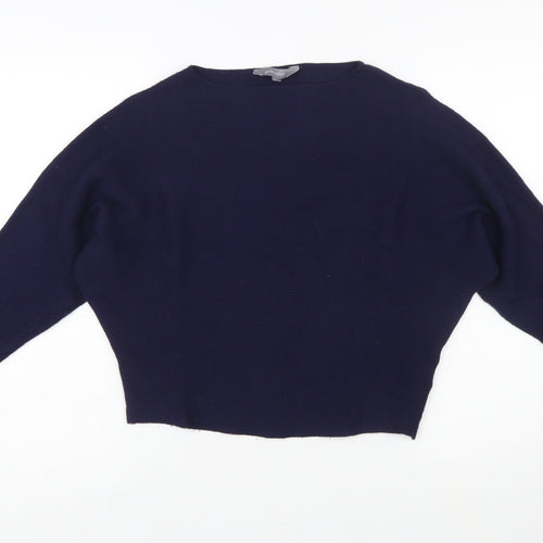 Principles Women Blue Boat Neck Relaxed Fit Knit Jumper M