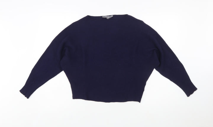 Principles Women Blue Boat Neck Relaxed Fit Knit Jumper M