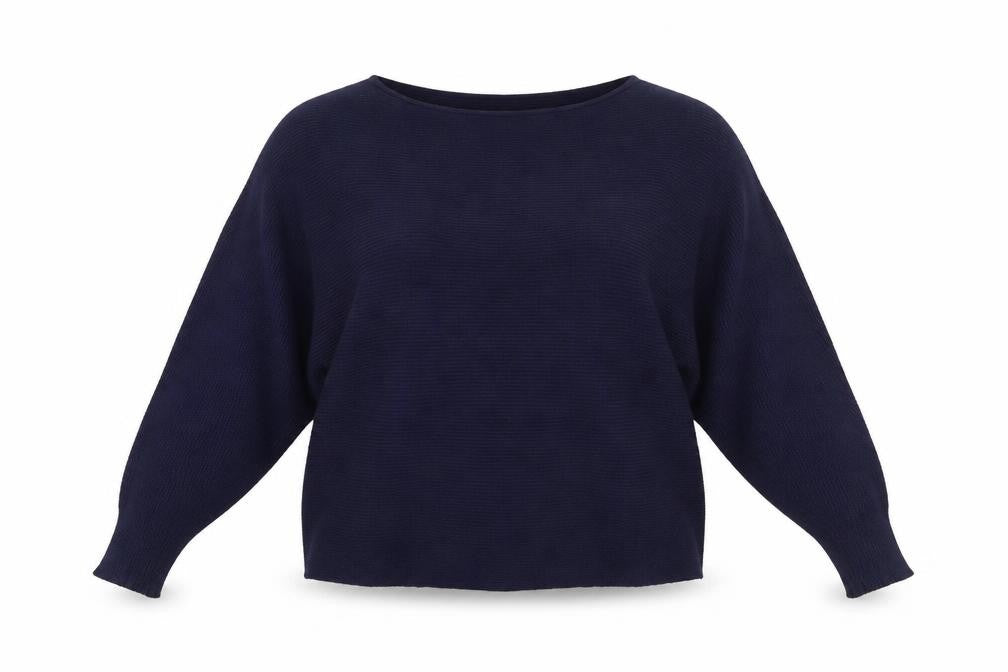 Principles Women Blue Boat Neck Relaxed Fit Knit Jumper M