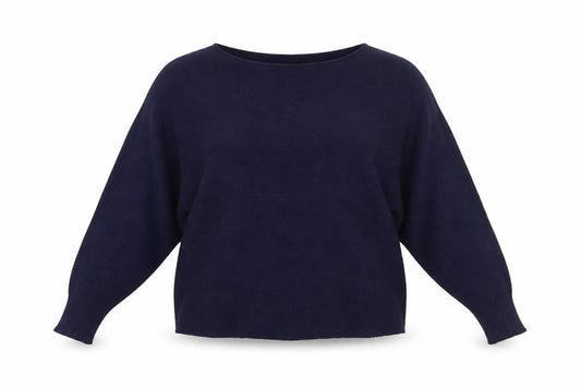 Front view of Principles Women Blue Boat Neck Relaxed Fit Knit Jumper M