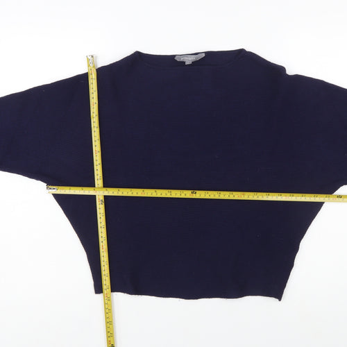 Principles Women Blue Boat Neck Relaxed Fit Knit Jumper M